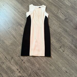 Ann Taylor Two-Tone Midi Sheath Dress in White and Black